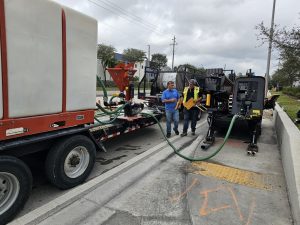 Directional drilling crew and equipment on an underground utility project in Broward County